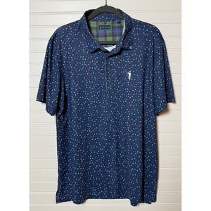 William Murray Navy‎ Blue Pin High Golfers Print Performance Polo Shirt Mens L
